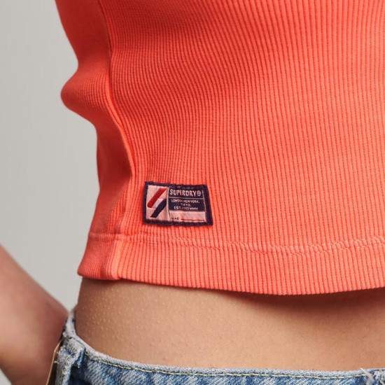 Superdry Γυναικεία κοντομάνικη μπλούζα Organic Cotton Essential Fitted Crop T-Shirt